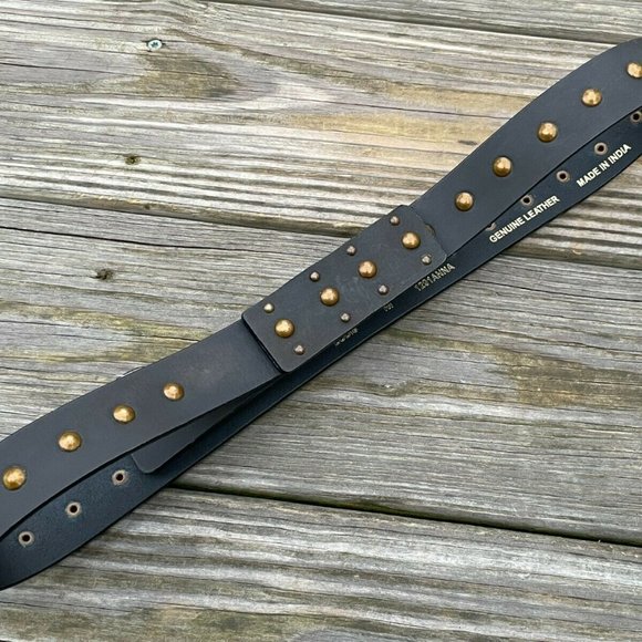 LODIS Belt Women Waistband Black Genuine Leather studded copper 1291ANNA size M - Picture 10 of 12